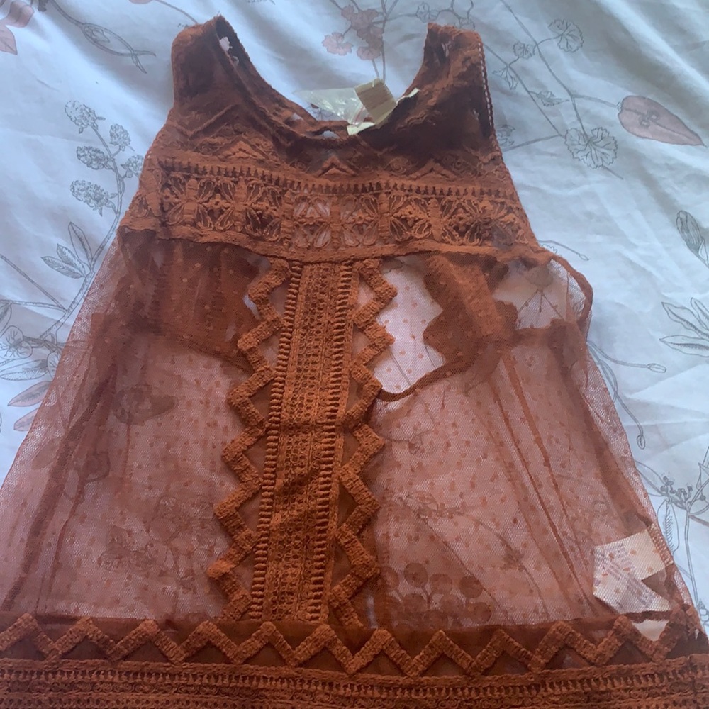Rust knit/sheer top size Small